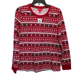 Holiday Lane Merry Mix It Cotton Matching Family Pajamas TOP ONLY Large New